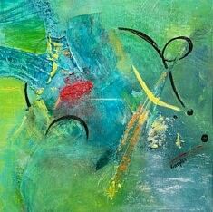 Tourbillons Mixte sur Papier20x20 (2025) 