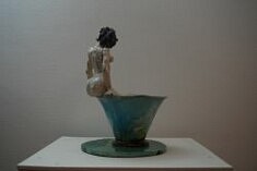 Vènus à bain- série de Vase "OLTREDONNA", 2017, ceramique raku, 35x21x21 cm