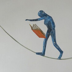 Et pourtant elle lit,  25 x 40 cm, papier, métal, 2026