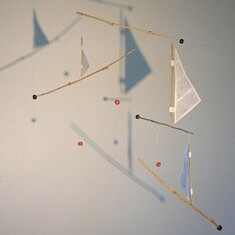 Petites voiles -  42x42cm, papier, bambou, 2025