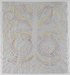 Rhapsodie I, Crayon du couleur et gouache sur papier, 65.6 x 60 cm Collection de l’Artiste