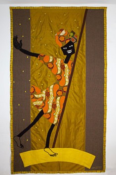 "La pluie arrive", art textile, 2.80x1.40 m
