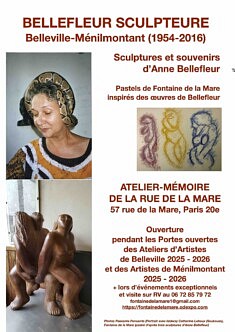 AFFICHE EXPOSITION "BELLEFLEUR SCULPTEURE, BELLEVILLE-MÉNILMONTANT"