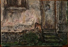 "COUR DE L'ATELIER D'ANNE BELLEFLEUR, RUE DES RIGOLES, PARIS 20e", HUILE SUR TOILE DE MIHO HIRAKAWA