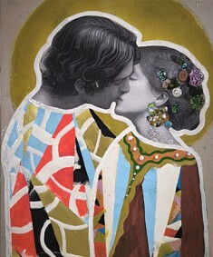 Incontro1 - In due o...., Collage resine et acrylique, 60 x 50 cm, 2026, Paris