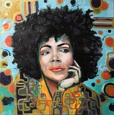 Jasmine, Afro, résine et acrylique sur toile, 100x100, 2021, Paris
