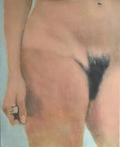 La pose, acrylique sur toile, 46 x 38 cm, 2023.