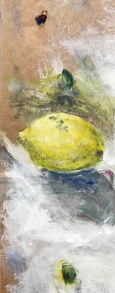 Citron, acrylique et mine de plomb sur papier kraf, 10 x 15 cm, 2020