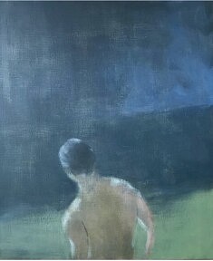 le nageur, acrylique sur toile, 65 x 46 cm, 2025