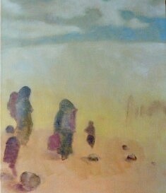 L'Exil, acrylique sur toile, 80 x 65 cm, 2023.