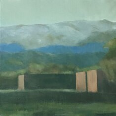 Paysage, acrylique sur toile, 70 x 70 cm, 2025.