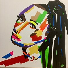 "Jeune fille à la perle" Technique: Tape Art. Format 100x100 cm "Jeune fille à la perle" Technique: Tape Art. Format 100x100 cm