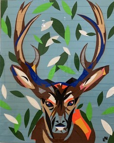 "Le cerf". Technique: Tape Art. Format: 60x 80 cm "Le cerf". Technique: Tape Art. Format: 60x 80 cm