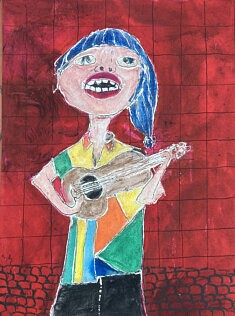 " Guitariste ", 2025. Dessin 40 x 29 x 0.1 cm
