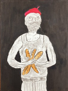 " Le français ", 2025. Dessin : Aquarelle, encre, fusain  40 x 29 x 0.1 cm