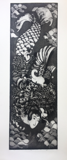 Mermaid, gravure sur cuivre imprimée sur papier Fabriano, 2020