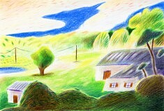 Maison - Crayons de couleur.