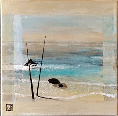Indien du Triptyque Ocean 30 X 30 cm. Techniques mixtes sur Toile 2025
