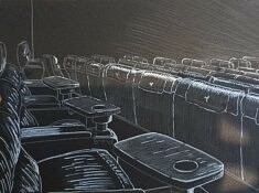 Cinéma, Ivry-sur-Seine, papier noir, feutre et crayon blanc, 21x29,7cm Cinéma, Ivry-sur-Seine, papier noir, feutre et crayon blanc, 21x29,7cm