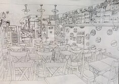 Le Carré, Ivry-sur-Seine, encre de Chine sur papier, 40X30cm Le Carré, Ivry-sur-Seine, encre de Chine sur papier, 40X30cm