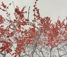 High Line IV - 2022 - Pigments japonais, Nikawa grue, encre de Chine sur panneau marouflé  de papier japonais - 61 x 73 cm 