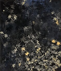 Nocturne V - 2023 - Pigments, Nikawa glu, feuilles d'or sur panneau - 53 x  45,5 cm
