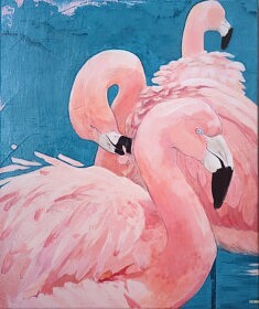 Ibu's flamingos. 2023. Acrylique sur toile. 