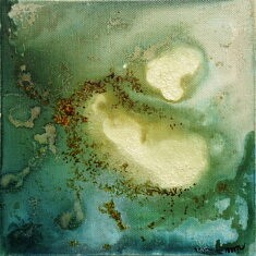 Les îlots - Encres sur toile de lin 20 x 20 cm - 2023