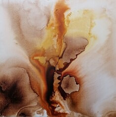 "Eh bien dansez maintenant" - Encres de chine colorées sur toile de lin 100x100cm