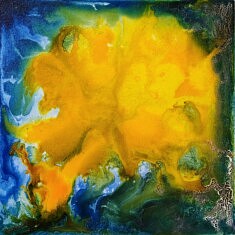 "Fleur de lumière" - Encres de Chine colorées 20x20 cm - 2025