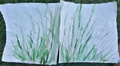 Les herbes folles - Diptyque d'aquarelle 3K sur papier Khadi paper 20 x 20 cm - 2025