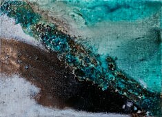 "Traverse" - Encres de Chine de couleur sur toile de lin 16x22cm - 2025
