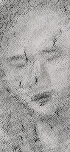 (Détail) " Dolorosa" n°1, Série "Anne Bellefleur. Résonance", Graphite sur papier aquarelle Gerstaecker à grains 40x30