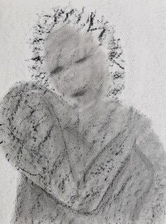 " Dolorosa" n°3, Série "Anne Bellefleur. Résonance", Graphite sur papier aquarelle Gerstaecker à grains 40x30