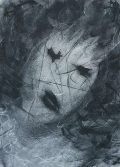"La douleur ou la petite mort", Fusain et carré conté sur papier Clairfontaine pastelmat 40x30