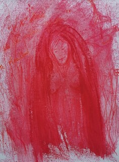 " La Vierge rouge", Série "Anne Bellefleur. Résonance", Pastels secs sur papier aquarelle Gerstaecker à grains 40x30