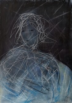 Série "Portraits de femmes. Portrait de vie.2" Pastels secs et carrés conté sur papier Clairfontaine Pastelmat 70x50