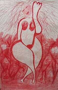 "Évohé", Série "Anne Bellefleur. Résonance", Pastels secs, carrés conté et Graphite sur papier 100x65 