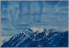 Der blaue Berg II, huile sur papier, 100x70cm, 2021/22