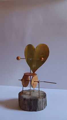 Heartbeat 1 (bois flotté et laiton)