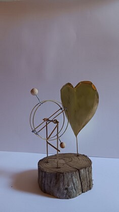 Heartbeat 2 (bois flotté et laiton)