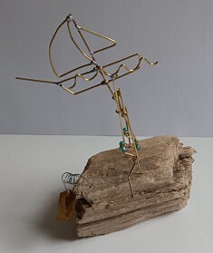 Voilier et vague (bois flotté et laiton)