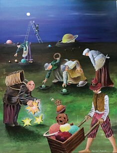 Les glaneuses (acrylique sur toile, 92x73cm))