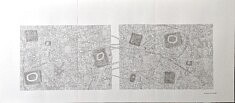 Pia Bojsen-Møller - Urbs triptyque II, feutre, encre, pastel sur papier, 90x30