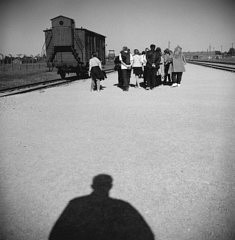 © Guillaume Coppé Un wagon sur la Judenrampe, où l’on débarquait les prisonniers avant de les trier Camp d’extermination d’Auschwitz Birkenau, 2018.
