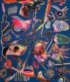Regard bleu, Techniques mixtes sur toile de lin, 130 x 154 cm, Paris 2019