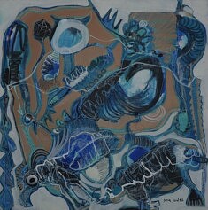 Un regard bleu, Acrylique sur toile, 80 x 80 cm, 2022