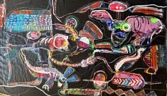 Untitled, Acrylique et stylos sur toile de lin, 95 x 130 cm, Paris 2021 