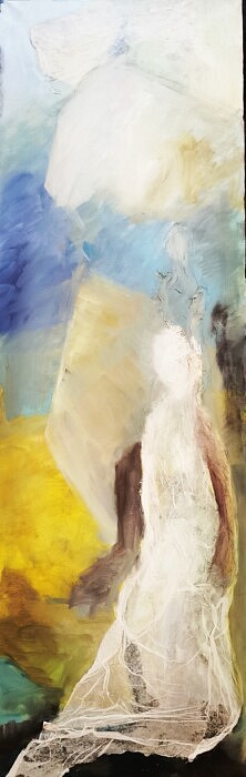 acrylique sur toile et collage - 120 x 40 cm