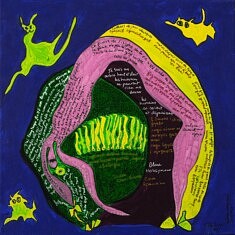 8. TildaLovi_PierreTombée_AcryliqueEncredeChineAquarellesSurToile_poésie_50x50